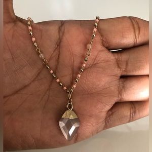 Nordstrom Necklace Genuine Stone Beaded Lavender Pink Gold